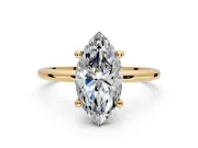 Minimalist Solitaire Engagement Ring Setting for Marquise Center with Thin Band and Prong Head in Yellow Gold