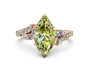 Solitaire Engagement Ring Setting for Fancy Yellow Marquise Center with Marquise Accent Twist Band and Prong Head in Rose Gold