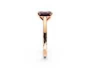 Solitaire Engagement Ring Setting for Fancy Pink Emerald Cut Center with Flat-Sided Plain Band and Prong Head in Rose Gold