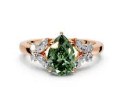 Solitaire Engagement Ring Setting for Fancy Green Pear-Shaped Center with Marquise Flower Shoulders and Prong Head in Rose Gold