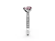 Milgrain Pave Engagement Ring Setting for Fancy Pink Heart-Shaped Center with Accent Band and Prong Head in Platinum