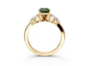 Leaf Cluster Engagement Ring Setting for Fancy Green Radiant Cut Center with Marquise Accents and Prong Head in Yellow Gold