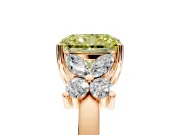 Floral Engagement Ring Setting for Fancy Yellow Radiant Cut Center with Marquise Cluster Shoulders and Prong Head in Rose Gold