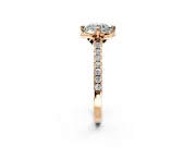 Floral Engagement Ring Setting for Round Cut Center with Pave Band and Floral Prong Head in Rose Gold