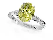 Side Accent Engagement Ring Setting for Fancy Yellow Oval Center with Accent Shoulders and Prong Head in Sterling Silver