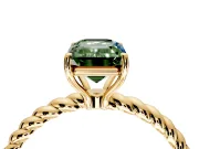 Solitaire Engagement Ring Setting for Fancy Green Emerald Cut Center with Plain Twisted Rope Band and Prong Head in Yellow Gold