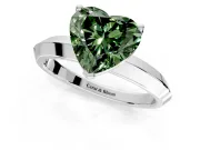 Solitaire Engagement Ring Setting for Fancy Green Heart-Shaped Center with Wide Knife Ridge Band and Prong Head in Sterling Silver