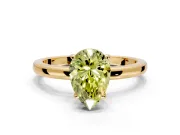 Solitaire Engagement Ring Setting for Fancy Yellow Pear-Shaped Center with Fine Wire Band and Prong Head in Yellow Gold