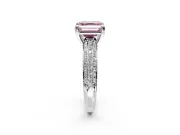 Solitaire Engagement Ring Setting for Fancy Pink Asscher Cut Center with Multi-Row Pave Accents and Basket Head in Platinum