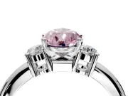 3 Stone Engagement Ring Setting for Fancy Pink Pear-Shaped Center with Wide Plain Band and Prong Head in Sterling Silver