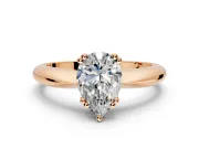 Solitaire Engagement Ring Setting for Pear-Shaped Center with Reverse Tapered Band and Prong Head in Rose Gold