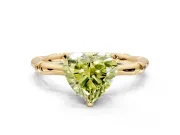 Solitaire Engagement Ring Setting for Fancy Yellow Heart-Shaped Center with Bamboo Band and Prong Head in Yellow Gold