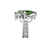 Floral Engagement Ring Setting for Fancy Green Pear-Shaped Center with Four Accent Clusters and Prong Head in Sterling Silver