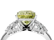 Leaf Cluster Engagement Ring Setting for Fancy Yellow Princess Cut Center with Marquise Accents and Prong Head in Platinum