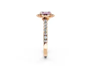 Floral Engagement Ring Setting for Fancy Pink Asscher Cut Center with Pave Band and Floral Prong Head in Rose Gold