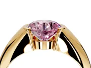Tension Engagement Ring Setting for Fancy Pink Round Cut Center with Wide Tapered Band and Tension Head in Yellow Gold