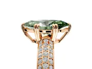 Solitaire Engagement Ring Setting for Fancy Green Marquise Center with Multi-Row Pave Accents and Basket Head in Rose Gold