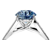 Solitaire Engagement Ring Setting for Fancy Blue Round Cut Center with Cathedral Channel Band and Prong Head in Platinum