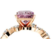 Solitaire Engagement Ring Setting for Fancy Pink Princess Cut Center with Bar-Station Pave Twist and Prong Head in Rose Gold