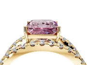 Solitaire Engagement Ring Setting for Fancy Pink Princess Cut Center with Wide-Open Split Shank and Prong Head in Yellow Gold