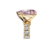 Open Basket Engagement Ring Setting for Fancy Pink Pear-Shaped Center with Pave Band and Prong Head in Yellow Gold
