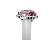 Halo Engagement Ring Setting for Fancy Pink Heart-Shaped Center with Knife Ridge Cathedral Band and Prong Head in Sterling Silver