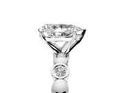 Solitaire Engagement Ring Setting for Pear-Shaped Center with Beaded Bezel Station Band and Prong Head in White Gold