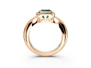 Halo Engagement Ring Setting for Fancy Green Asscher Cut Center with Tapered Plain Band and Prong Head in Rose Gold