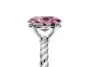 Solitaire Engagement Ring Setting for Fancy Pink Oval Center with Plain Twisted Rope Band and Prong Head in Sterling Silver