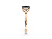 Solitaire Engagement Ring Setting for Fancy Black Radiant Cut Center with Fine Wire Band and Prong Head in Rose Gold