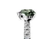 Solitaire Engagement Ring Setting for Fancy Green Heart-Shaped Center with Large Accents and Prong Head in White Gold