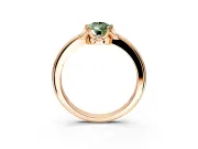 Floral Frame Engagement Ring Setting for Fancy Green Pear-Shaped Center with Accent Clusters and Prong Head in Rose Gold