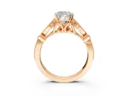 Solitaire Engagement Ring Setting for Cushion Cut Center with Marquise and Bezel Accents and Prong Head in Rose Gold