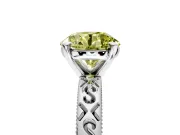 Solitaire Engagement Ring Setting for Fancy Yellow Round Cut Center with Scrollwork Band and Prong Head in Platinum