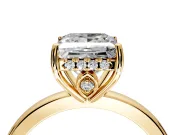 Solitaire Engagement Ring Setting for Princess Cut Center with Fine Wire Band and Prong Head in Yellow Gold