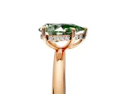 Hidden Halo Engagement Ring Setting for Fancy Green Pear-Shaped Center with Thin Rounded Band and Prong Head in Rose Gold