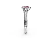 Solitaire Engagement Ring Setting for Fancy Pink Pear-Shaped Center with Pave Rail Split Shank and Prong Head in White Gold