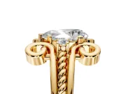 Solitaire Engagement Ring Setting for Pear-Shaped Center with Twisted Band and Scroll Prong Head in Yellow Gold