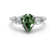 3 Stone Engagement Ring Setting for Fancy Green Pear-Shaped Center with Large Pear-Shaped Accents and Prong Head in Platinum