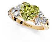 Cluster Engagement Ring Setting for Fancy Yellow Heart-Shaped Center with Round Cut Accent Frame and Prong Head in Yellow Gold