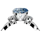 3 Stone Engagement Ring Setting for Fancy Blue Heart-Shaped Center with Pave Twist Band and Prong Head in Platinum