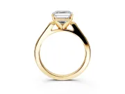 Solitaire Engagement Ring Setting for Asscher Cut Center with Channel Accents and Prong Head in Yellow Gold