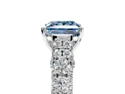 Solitaire Engagement Ring Setting for Fancy Blue Princess Cut Center with Pave Cathedral Shoulders and Prong Head in Platinum