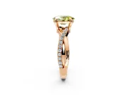 Solitaire Engagement Ring Setting for Fancy Yellow Oval Center with Half-Pave Crossover Band and Prong Head in Rose Gold