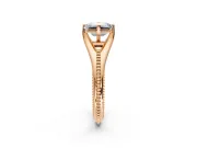 Solitaire Engagement Ring Setting for Emerald Cut Center with Milgrain Cathedral Band and Prong Head in Rose Gold