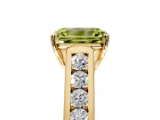 Solitaire Engagement Ring Setting for Fancy Yellow Emerald Cut Center with Round Cut Channel Band and Prong Head in Yellow Gold