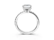 Solitaire Engagement Ring Setting for Asscher Cut Center with Large Accents and Prong Head in Platinum
