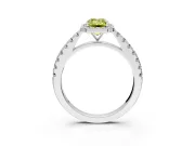Halo Engagement Ring Setting for Fancy Yellow Emerald Cut Center with Full Pave Band and Prong Head in Sterling Silver