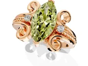 Solitaire Engagement Ring Setting for Fancy Yellow Marquise Center with Twisted Band and Scroll Prong Head in Rose Gold