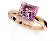 Solitaire Engagement Ring Setting for Fancy Pink Princess Cut Center with Plain Band and Flat Tab Prong Head in Rose Gold
